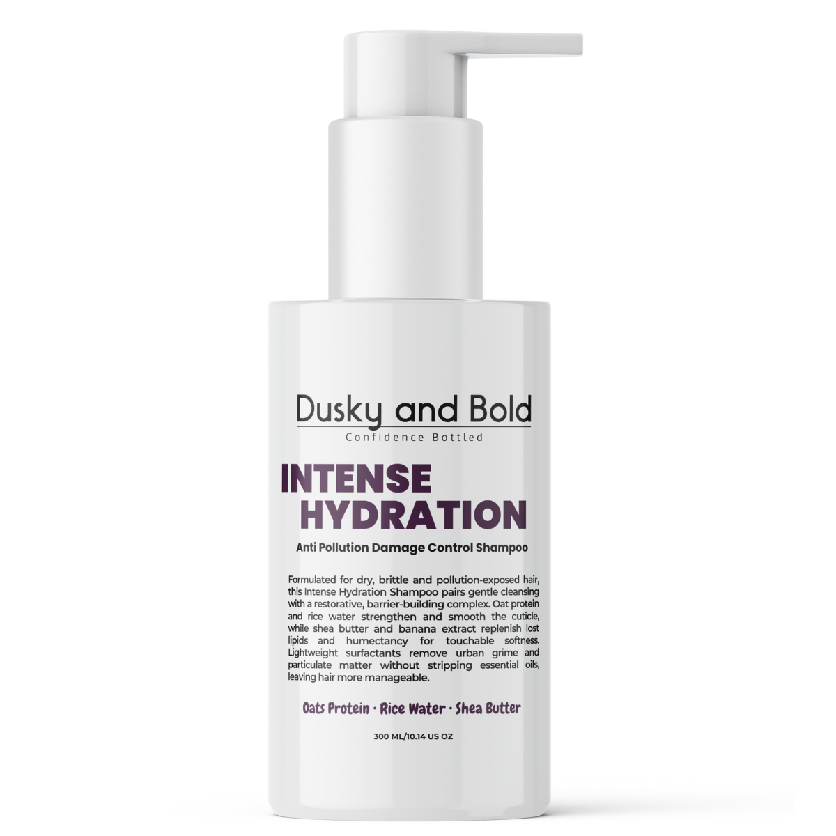Dusky and Bold Intense Hydrating Shampoo for Frizzy and Dry Hair | Scalp Cleanser, Damage Repair | With Shea , Banana, Oats Protein and Rice Water | Detoxifying Shampoo for Men & Women | Sulphate Free